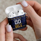 Personalized Parramatta Eels Christmas AirPods Case Australian Rugby Fans - Pixelated Ugly Xmas Pattern Mascot Santa