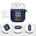 Personalized Parramatta Eels Christmas AirPods Case Australian Rugby Fans - Pixelated Ugly Xmas Pattern Mascot Santa
