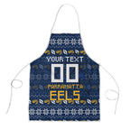 Personalized Parramatta Eels Christmas Apron Australian Rugby Fans - Pixelated Ugly Xmas Pattern Mascot Santa
