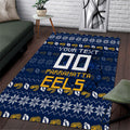 Personalized Parramatta Eels Christmas Area Rug Australian Rugby Fans - Pixelated Ugly Xmas Pattern Mascot Santa