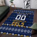 Personalized Parramatta Eels Christmas Area Rug Australian Rugby Fans - Pixelated Ugly Xmas Pattern Mascot Santa