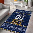 Personalized Parramatta Eels Christmas Area Rug Australian Rugby Fans - Pixelated Ugly Xmas Pattern Mascot Santa