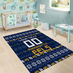 Personalized Parramatta Eels Christmas Area Rug Australian Rugby Fans - Pixelated Ugly Xmas Pattern Mascot Santa