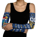 Personalized Parramatta Eels Christmas Arm Sleeves Australian Rugby Fans - Pixelated Ugly Xmas Pattern Mascot Santa