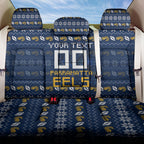 Personalized Parramatta Eels Christmas Back Car Seat Cover Australian Rugby Fans - Pixelated Ugly Xmas Pattern Mascot Santa