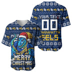 Personalized Parramatta Eels Christmas Baseball Jersey Australian Rugby Fans - Pixelated Ugly Xmas Pattern Mascot Santa