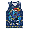Personalized Parramatta Eels Christmas Basketball Jersey Australian Rugby Fans - Pixelated Ugly Xmas Pattern Mascot Santa