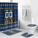 Personalized Parramatta Eels Christmas Bathroom Set Australian Rugby Fans - Pixelated Ugly Xmas Pattern Mascot Santa