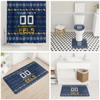 Personalized Parramatta Eels Christmas Bathroom Set Australian Rugby Fans - Pixelated Ugly Xmas Pattern Mascot Santa
