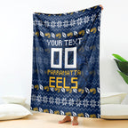 Personalized Parramatta Eels Christmas Blanket Australian Rugby Fans - Pixelated Ugly Xmas Pattern Mascot Santa