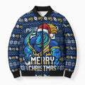 Personalized Parramatta Eels Christmas Bomber Puffer Jacket Australian Rugby Fans - Pixelated Ugly Xmas Pattern Mascot Santa