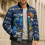 Personalized Parramatta Eels Christmas Bomber Puffer Jacket Australian Rugby Fans - Pixelated Ugly Xmas Pattern Mascot Santa