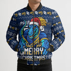 Personalized Parramatta Eels Christmas Bomber Puffer Jacket Australian Rugby Fans - Pixelated Ugly Xmas Pattern Mascot Santa
