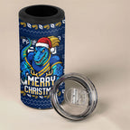 Personalized Parramatta Eels Christmas 4 in 1 Can Cooler Tumbler Australian Rugby Fans - Pixelated Ugly Xmas Pattern Mascot Santa