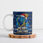Personalized Parramatta Eels Christmas Ceramic Mug Australian Rugby Fans - Pixelated Ugly Xmas Pattern Mascot Santa