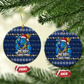 Parramatta Eels Christmas Ceramic Ornament Australian Rugby Fans - Pixelated Ugly Xmas Pattern Mascot Santa