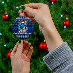 Parramatta Eels Christmas Ceramic Ornament Australian Rugby Fans - Pixelated Ugly Xmas Pattern Mascot Santa