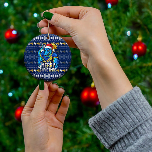 Parramatta Eels Christmas Ceramic Ornament Australian Rugby Fans - Pixelated Ugly Xmas Pattern Mascot Santa