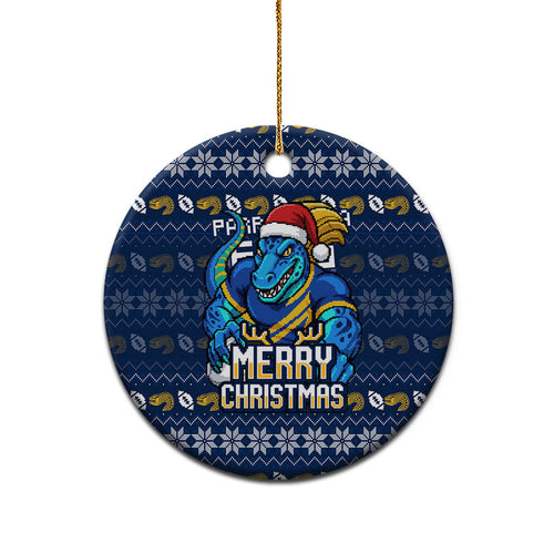 Parramatta Eels Christmas Ceramic Ornament Australian Rugby Fans - Pixelated Ugly Xmas Pattern Mascot Santa