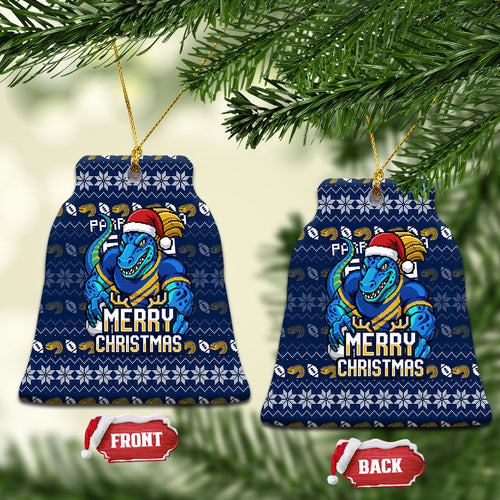 Parramatta Eels Christmas Ceramic Ornament Australian Rugby Fans - Pixelated Ugly Xmas Pattern Mascot Santa