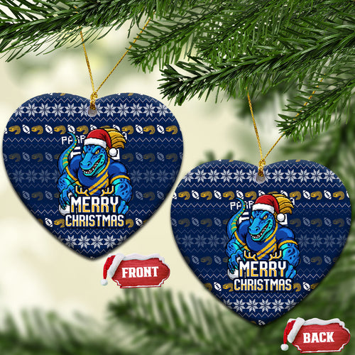 Parramatta Eels Christmas Ceramic Ornament Australian Rugby Fans - Pixelated Ugly Xmas Pattern Mascot Santa