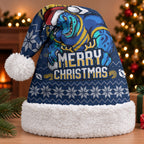 Parramatta Eels Christmas Santa Hat Australian Rugby Fans - Pixelated Ugly Xmas Pattern Mascot Santa