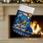 Parramatta Eels Christmas Stocking Australian Rugby Fans - Pixelated Ugly Xmas Pattern Mascot Santa