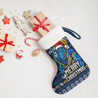 Parramatta Eels Christmas Stocking Australian Rugby Fans - Pixelated Ugly Xmas Pattern Mascot Santa
