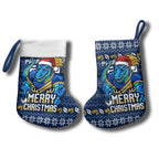 Parramatta Eels Christmas Stocking Australian Rugby Fans - Pixelated Ugly Xmas Pattern Mascot Santa