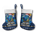 Parramatta Eels Christmas Stocking Australian Rugby Fans - Pixelated Ugly Xmas Pattern Mascot Santa