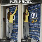 Personalized Parramatta Eels Christmas Door Cover Australian Rugby Fans - Pixelated Ugly Xmas Pattern Mascot Santa