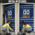 Personalized Parramatta Eels Christmas Door Cover Australian Rugby Fans - Pixelated Ugly Xmas Pattern Mascot Santa