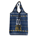 Personalized Parramatta Eels Christmas Grocery Bag Australian Rugby Fans - Pixelated Ugly Xmas Pattern Mascot Santa