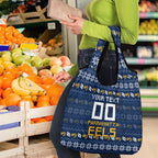 Personalized Parramatta Eels Christmas Grocery Bag Australian Rugby Fans - Pixelated Ugly Xmas Pattern Mascot Santa