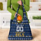 Personalized Parramatta Eels Christmas Grocery Bag Australian Rugby Fans - Pixelated Ugly Xmas Pattern Mascot Santa