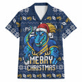 Personalized Parramatta Eels Christmas Hawaiian Shirt Australian Rugby Fans - Pixelated Ugly Xmas Pattern Mascot Santa