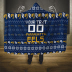 Personalized Parramatta Eels Christmas Hooded Blanket Australian Rugby Fans - Pixelated Ugly Xmas Pattern Mascot Santa