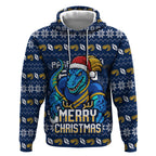 Personalized Parramatta Eels Christmas Hoodie Australian Rugby Fans - Pixelated Ugly Xmas Pattern Mascot Santa