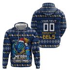 Personalized Parramatta Eels Christmas Hoodie Australian Rugby Fans - Pixelated Ugly Xmas Pattern Mascot Santa