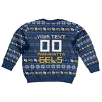 Personalized Parramatta Eels Christmas Kid Ugly Christmas Sweater Australian Rugby Fans - Pixelated Ugly Xmas Pattern Mascot Santa