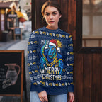 Personalized Parramatta Eels Christmas Ugly Christmas Sweater Australian Rugby Fans - Pixelated Ugly Xmas Pattern Mascot Santa