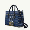 Personalized Parramatta Eels Christmas Leather Bag Australian Rugby Fans - Pixelated Ugly Xmas Pattern Mascot Santa