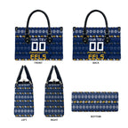 Personalized Parramatta Eels Christmas Leather Bag Australian Rugby Fans - Pixelated Ugly Xmas Pattern Mascot Santa