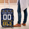 Personalized Parramatta Eels Christmas Luggage Cover Australian Rugby Fans - Pixelated Ugly Xmas Pattern Mascot Santa