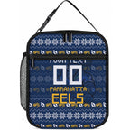 Personalized Parramatta Eels Christmas Lunch Bag Australian Rugby Fans - Pixelated Ugly Xmas Pattern Mascot Santa