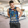 Personalized Parramatta Eels Christmas Men Tank Top Australian Rugby Fans - Pixelated Ugly Xmas Pattern Mascot Santa
