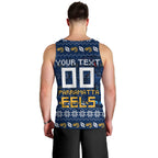 Personalized Parramatta Eels Christmas Men Tank Top Australian Rugby Fans - Pixelated Ugly Xmas Pattern Mascot Santa