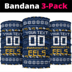 Personalized Parramatta Eels Christmas Neck Gaiter Australian Rugby Fans - Pixelated Ugly Xmas Pattern Mascot Santa