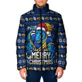 Personalized Parramatta Eels Christmas Padded Jacket Australian Rugby Fans - Pixelated Ugly Xmas Pattern Mascot Santa