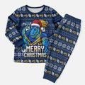 Personalized Parramatta Eels Christmas Pajama Set Australian Rugby Fans - Pixelated Ugly Xmas Pattern Mascot Santa